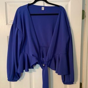 Blue cardigan shirt